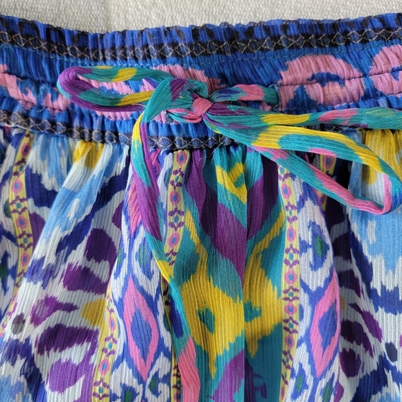 NWOT ZARA Geometric Mini Skirt Lined Asymmetric Hem Purple Blue Flowy Small - Picture 6 of 11